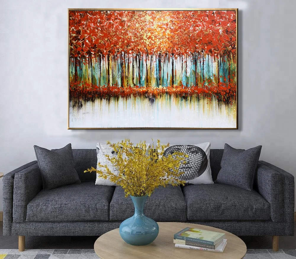 Оригинальная картина маслом ручной работы Современная оранжевая настенная