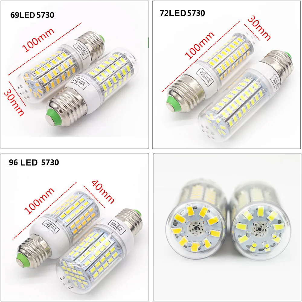 E27 E14 светодиодный светильник 220V B22 G9 SMD 5730 24 36 48 56 69 72 s кукурузы лампа Светодиодная