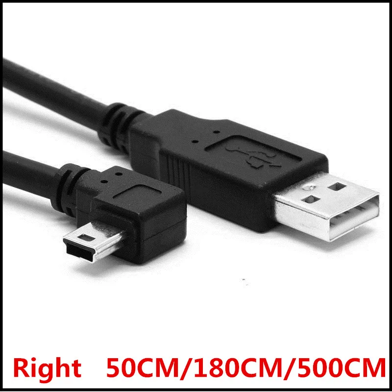 Кабель для передачи данных Mini USB Тип B 5 контактный штекер правый и левый угол 90