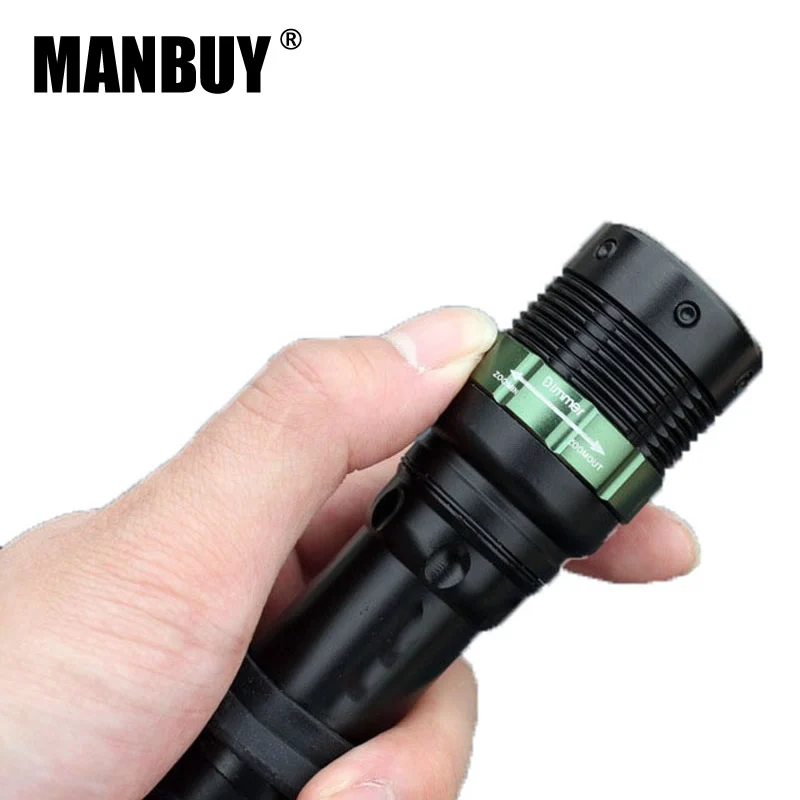 MANBUY W109 фонарик без 18650 батареи завод Q5 светодиодный вращающийся неполярный зум концентрирующий большой диапазон алюминиевый сплав лампа
