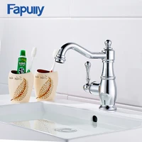 fapully bathroom sink basin faucet brass vanity sink mixer tap chrome single handle basin sink faucet water taps