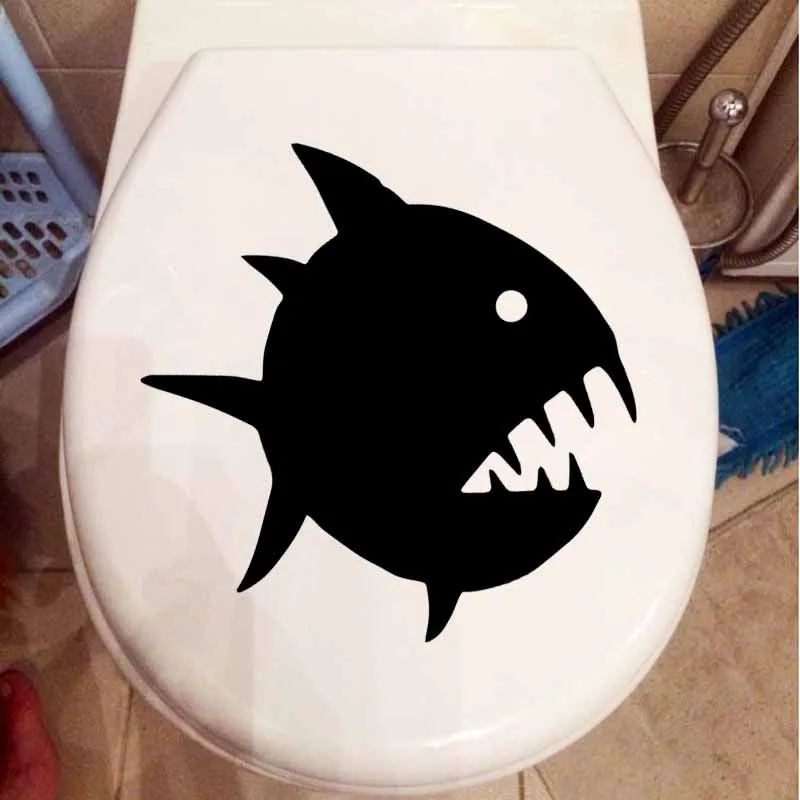 YOJA 21.3X24.1CM Cartoon Piranha Fish Toilet Seat Decal Wall Sticker Bedroom Home Decor T5-0438 | Дом и сад
