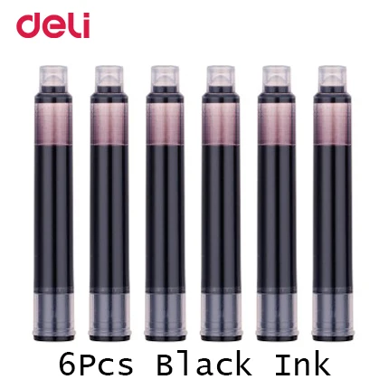 6 pcs black ink Deli ручка конфетная перьевая ручка канцелярская ручка с синими чернилами модные школьные и деловые принадлежности подарки для детей пишущие инструменты - Цвет: 6 pcs black ink