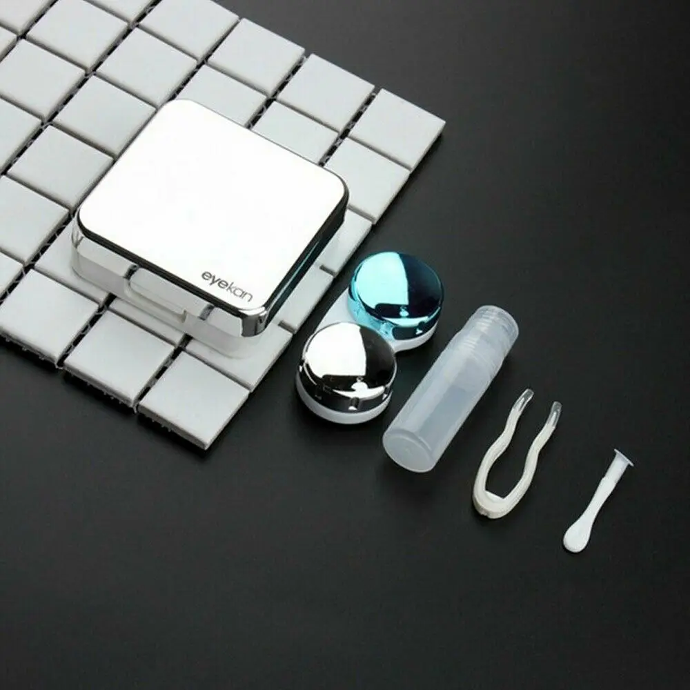 Silver Чехол для контактных линз, чехол с зеркальным цветом, кейс для контактных линз, контейнер, милый, милый, дорожный набор, женская коробка - Цвет: Silver