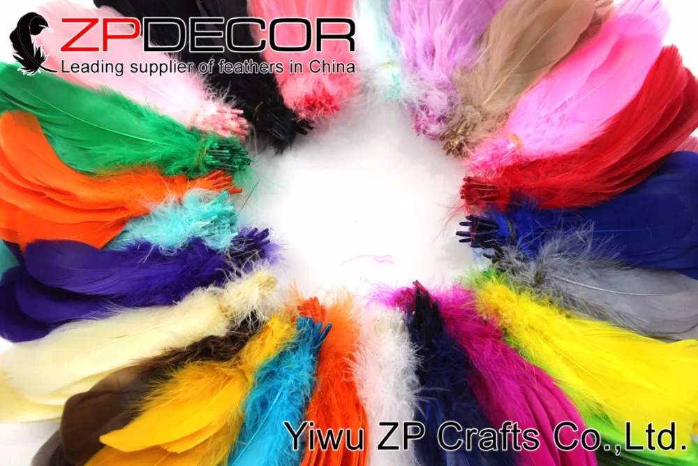 

ZPDECOR 500pcs/lot Premium Quality Mix Dyed Goose Coquille Loose Feathers Wholesale DIY Craft or Carnival Headdress Decoration