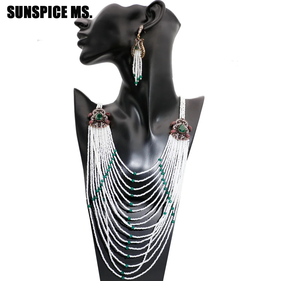 SUNSPICE MS длинные африканские бусины комплект ювелирных изделий нигерийские