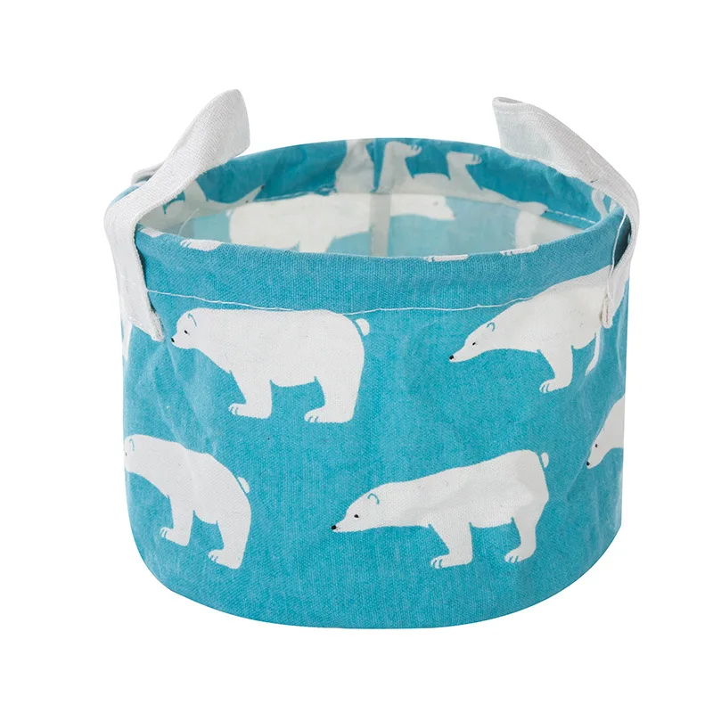 Polar bear blue MICCK мультфильм круглый хлопок белье Настольный ящик для хранения сумка для хранения мелочей органайзер канцелярские принадлежности Косметическая корзина для хранения нижнего белья - Цвет: Polar bear blue