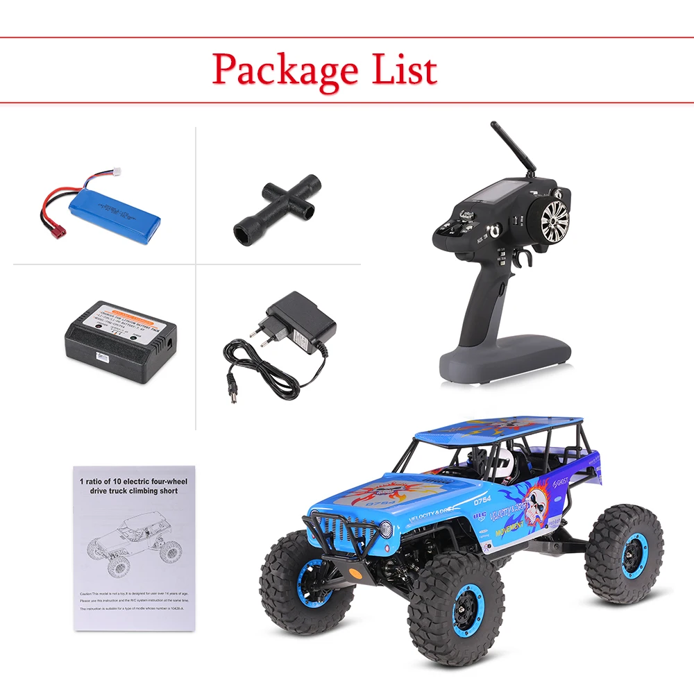 EU Plug blue WLtoys 10428 1:10 RC автомобиль 2,4 г 4WD электрический матовый Рок Гусеничный RTR внедорожник пульт дистанционного управления внедорожные veicoli модель игрушки транспортные средства - Цвет: EU Plug blue
