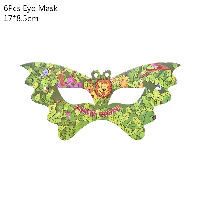 6pcs eye mask Джунгли день рождения одноразовые столовые приборы Джунгли животных одноразовые тарелки/чашки/салфетки сафари джунгли вечерние украшения принадлежности - Color: 6pcs eye mask
