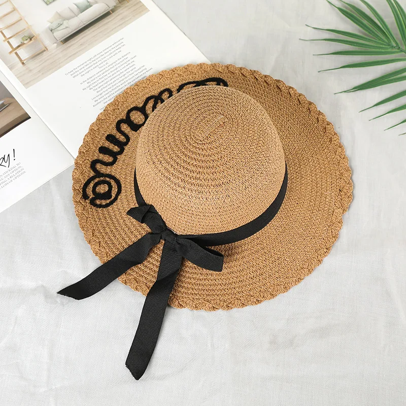 

Family Matching Beach Straw Women Girl Letter Hats Mom And Daughter Summer Seaside Sun Cap For travel