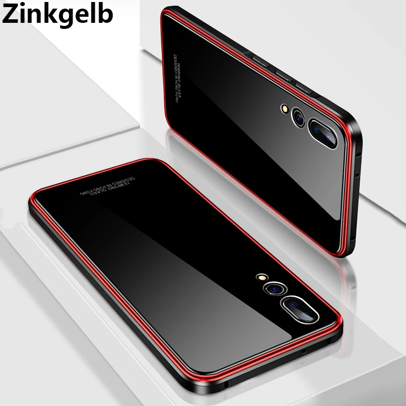 Для huawei P20 Pro чехол Роскошный Жесткий металлический алюминиевое закаленное стекло Защитный Броня чехол для телефона huawei P20 задняя крышка