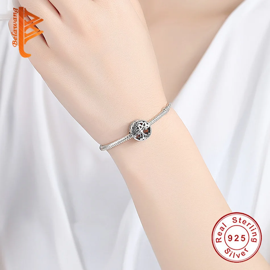 BELAWANG Genuine 100% 925 Sterling Silver Life of Tree Beads fit Bracelet DIY Women Jewelry Christmas Charm Gift | Украшения и