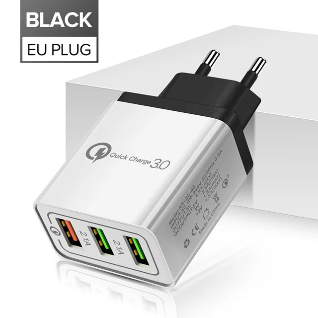 GETIHU Универсальный 18 Вт 2.1A Мульти USB зарядное устройство Quick Charge 3,0 EU настенный адаптер для мобильного телефона Быстрая зарядка для iPhone samsung - Тип штекера: Black