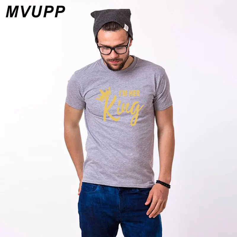 Style 1 MVUPP, новинка, летняя рубашка для пары, повседневные стильные футболки для влюбленных, топы, футболки с принтом, Хлопковая женская одежда, повседневная одежда для королевы - Цвет: Style 1