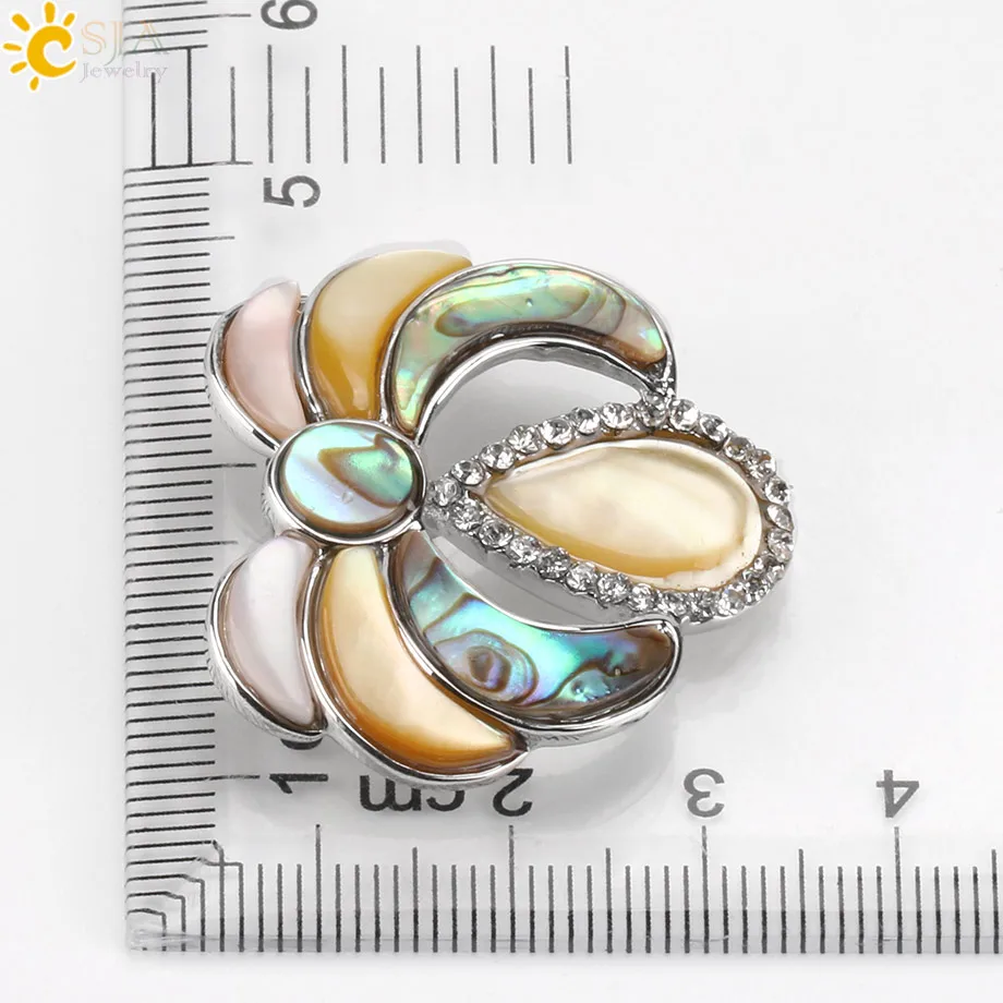 CSJA New Zealand Abalone розовый корпус натуральный кулон стразы полумесяц круглая Швабра