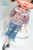 1pcs blyth clothes fashion broken flower shirt casual dress for 28 30cm blyth azone ob22 ob24 doll accessories
