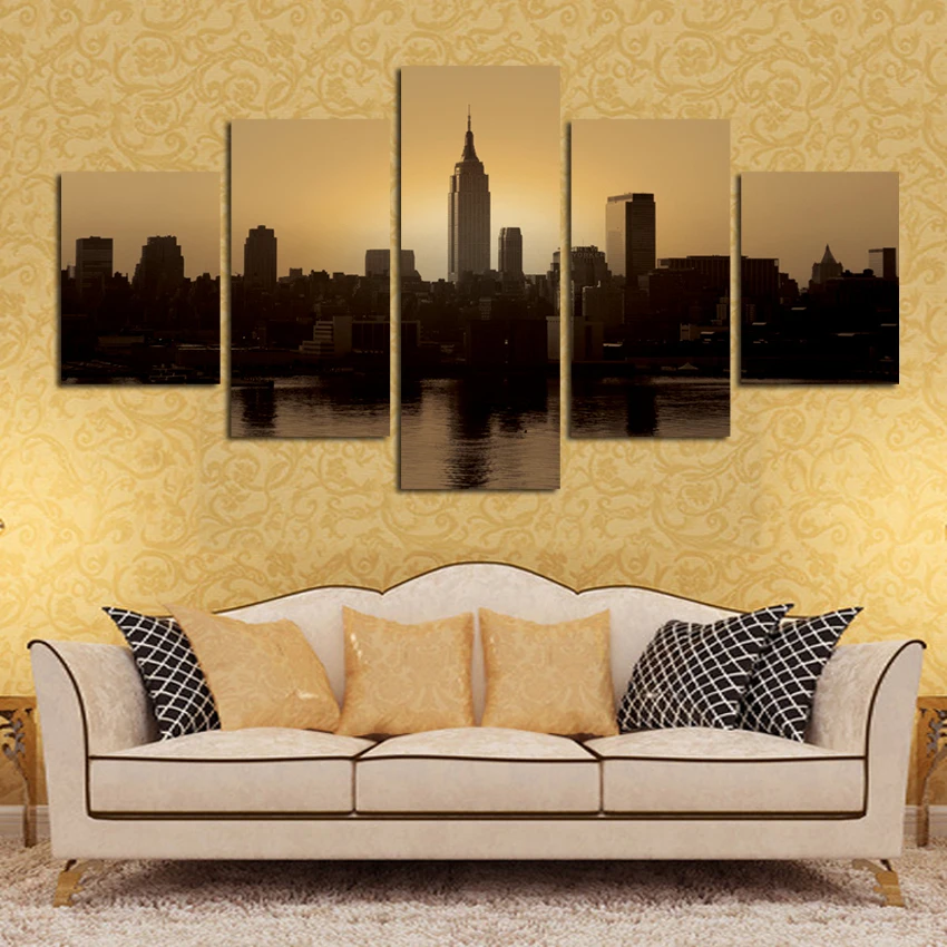 

New Modern Black White City Scenery Landscape Wall Painting Canvas Wall Art Scenery Picture For Living Room Decor