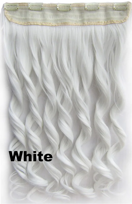 GS888 Color White Girlshow, 5 клипов, синтетические волосы для наращивания, волнистые, женский парик, волосы шиньон-хвост, 87 цветов, 130 г, 60 см, 1 шт - Цвет: GS888 Color White