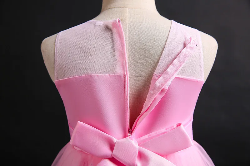 kids dresses for girls baby girl clothes Sleeveless Beads tutu dress tunic party Wedding presiding Pure color | Детская одежда и