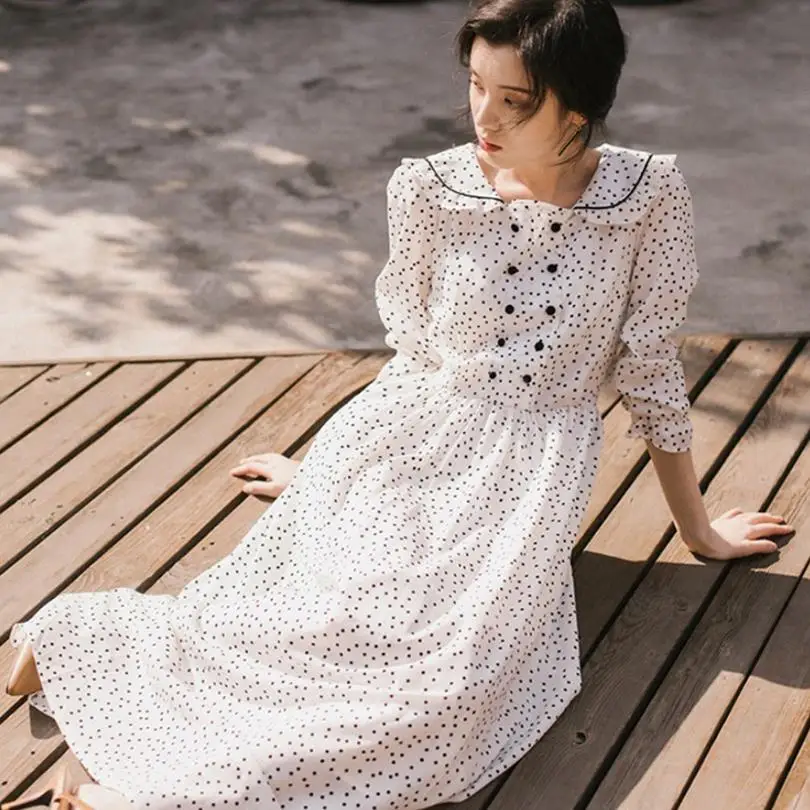 Платье женское длинное в горошек богемном стиле | Женская одежда