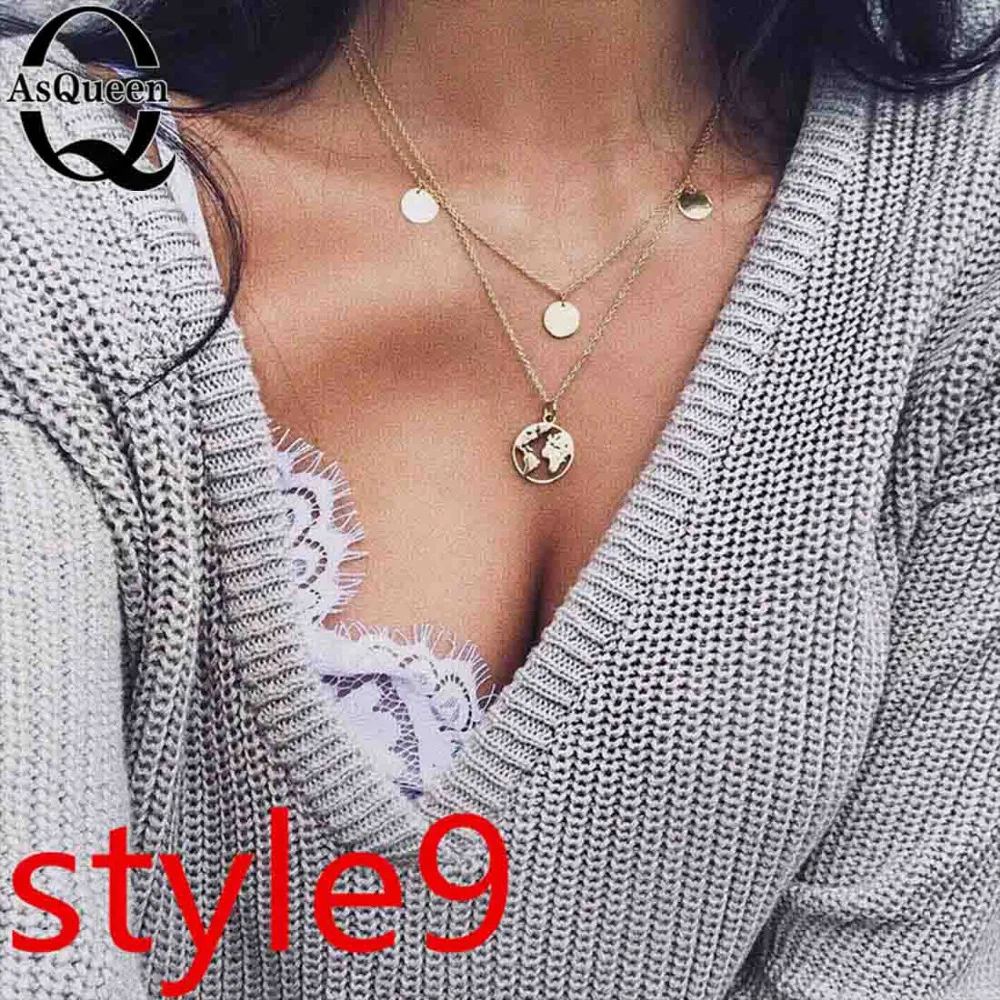 Boho минималистский тонкая цепь многослойная цепочки и ожерелья s &amp Подвески