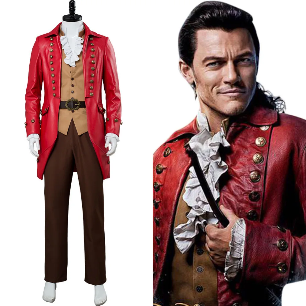 

Movie Beauty and The Beast Gaston Cosplay Costume Outfit Trench coat Full Set men Halloween Carnival Costumes