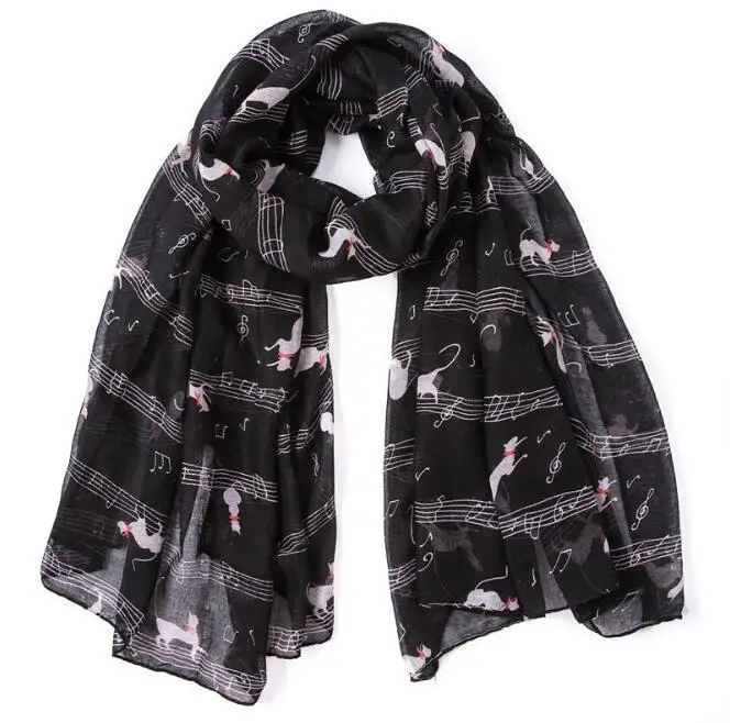 

Шарф Шелковый женский, с принтом кота, 10 шт.