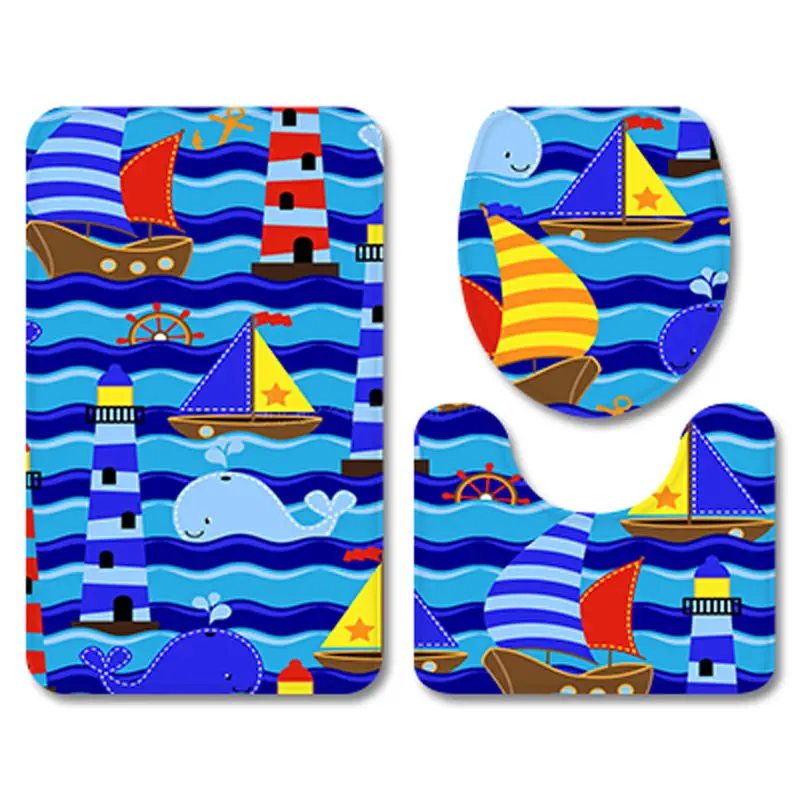 3 шт./компл. Набор ковриков для ванной фланелевый Противоскользящий кухонный