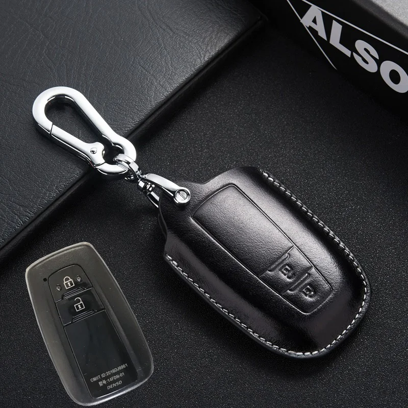 Кожаный чехол для ключей для Toyota 2017 CHR 2018 New Camry Land Cruiser Prado Smatt Fob Cover Holder Auto Accessories