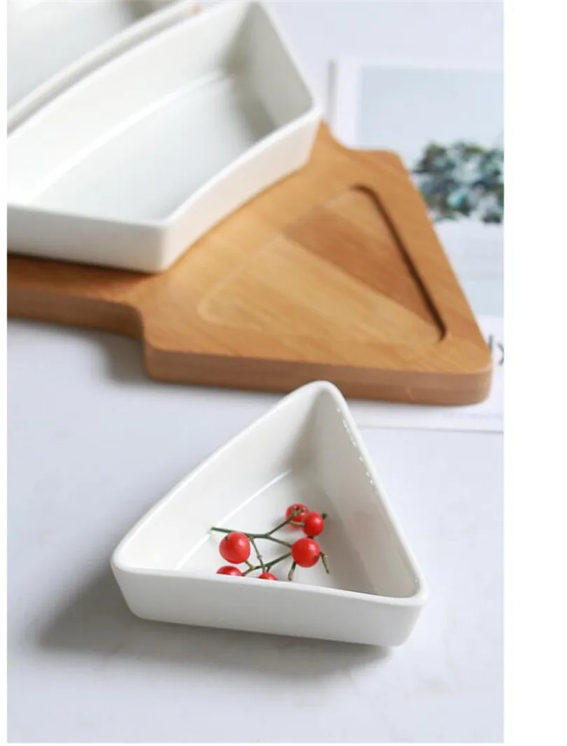 Тарелка для рождественской елки, посуда, керамический бамбуковый поднос для снэков, Сервировочная тарелка, полный набор, тарелка для фруктов, тарелка, посуда, поднос для завтрака