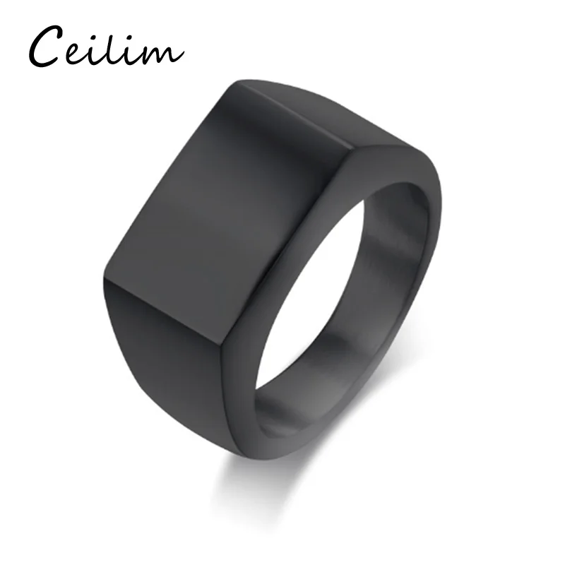 Ceilim Punk Ring for Men Contracted Stainless Steel Smooth Mens Rings Fashion Male Jewelry Gold Black Color Accessories | Украшения и