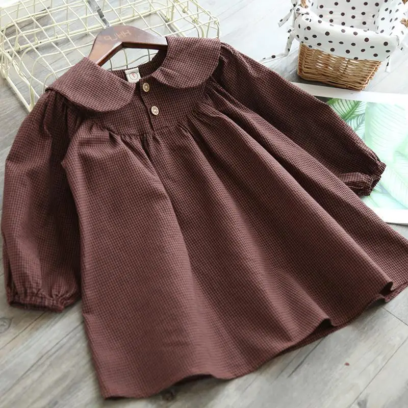 Mihkalev 2021 kids clothes girl autumn plaid dress for children princess dresses baby girls cotton party clothing | Детская одежда и