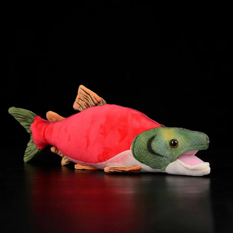 Sockeye Salmon 46 см длинная настоящая жизнь голубая марлиновая Рыба мягкие игрушки Реалистичные морские животные индийская Подводная охота плюшевые игрушки мягкие детские игрушки подарок - Цвет: Sockeye Salmon