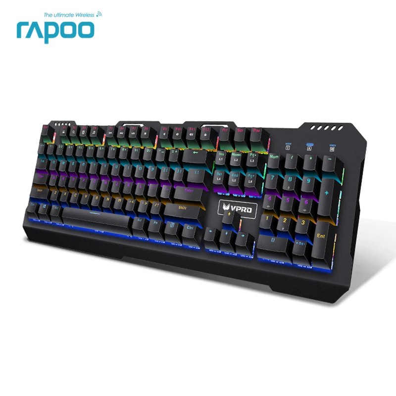 Rapoo V560 механические Подсветка клавиатура 104 ключей USB Проводная синий