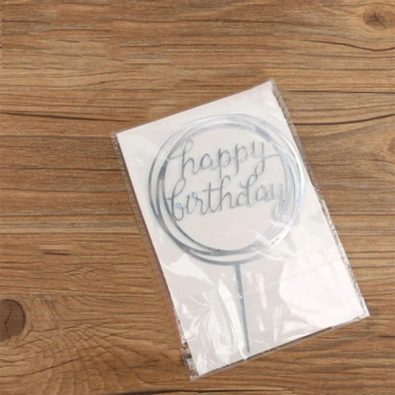 silver 2 Акриловые украшения для дома с надписью «Love Cupcake» и «Happy Birthday», золотые и Серебристые украшения для выпечки, украшения для свадебного торта, 1 шт., новые модные вечерние принадлежности - Цвет: silver 2