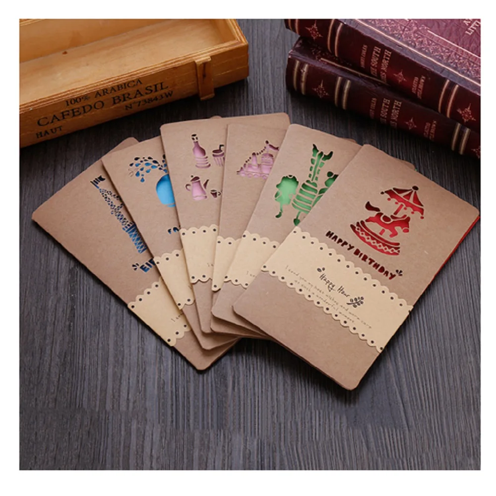 

Card hollow Retro Customized love Birthday card gilt invitation card Universal greeting cards creative Chinese gifts