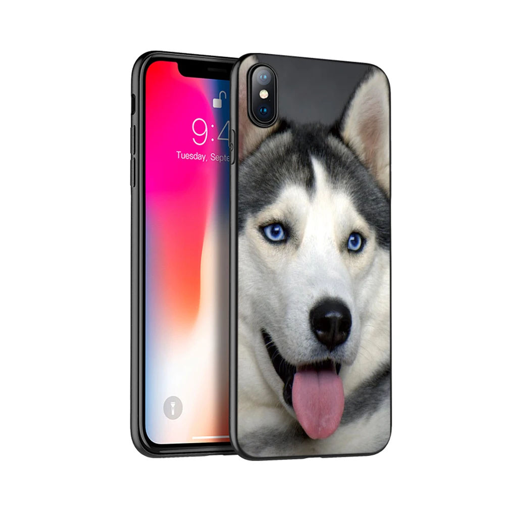 Черный чехол из ТПУ для iphone 5 6 6s 7 8 plus x 10 силиконовый XR XS 11 pro MAX с собачкой