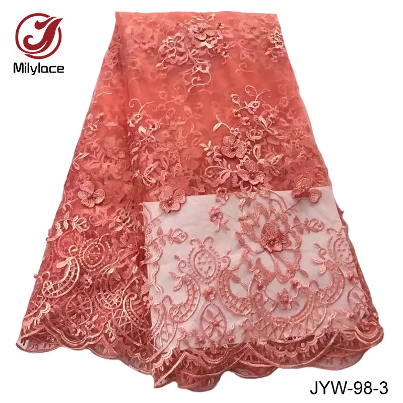 3d flower lace embroidered fabric beautiful african french net fabrics nigerian beaded for dress JYW-98 | Дом и сад