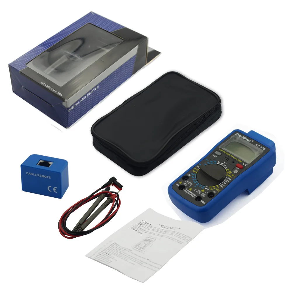 Цифровой сетевой мультиметр HoldPeak цифровой с телефонным и сетевым кабелем тест