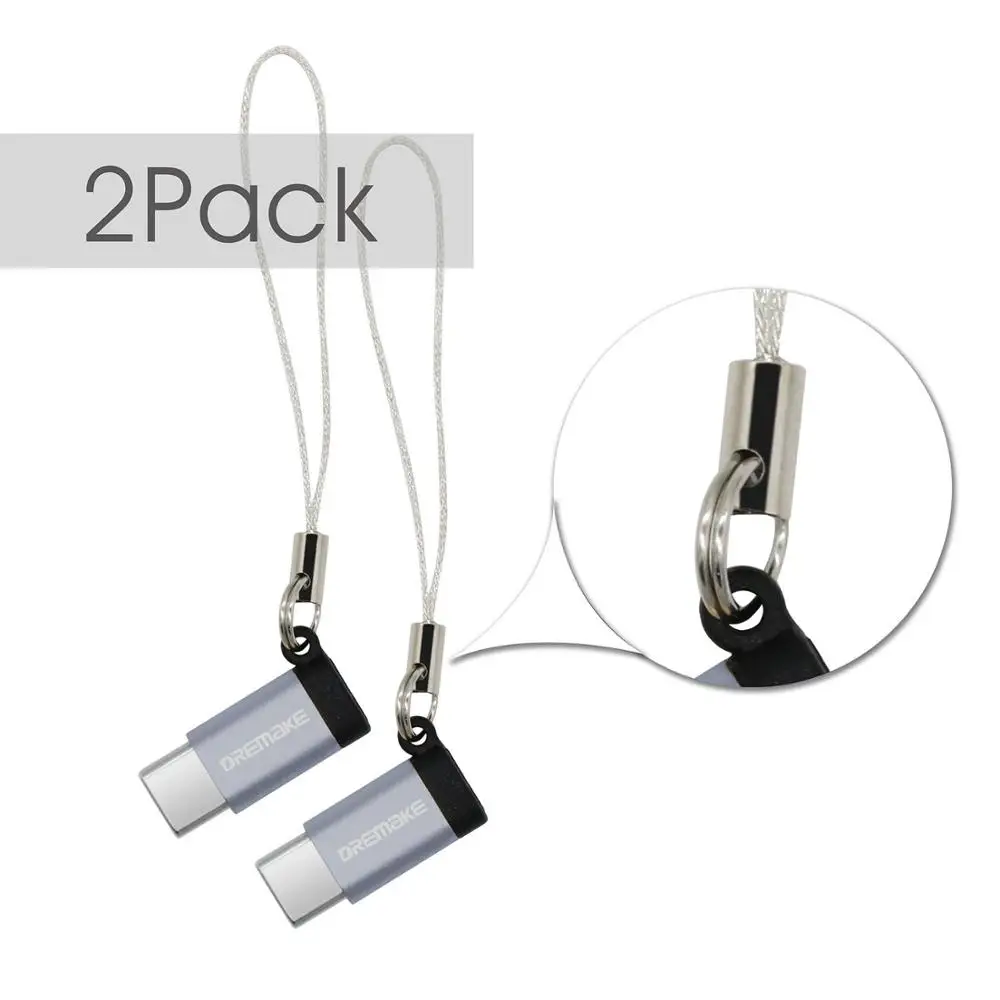 Серый 2 шт. USB 2,0 адаптер 2-Pack type-C к Micro USB адаптер конвертер для Xiaomi 4C 5 Galaxy 7 huawei P9 P10 Makbook Nokia N1 - Цвет: Серый