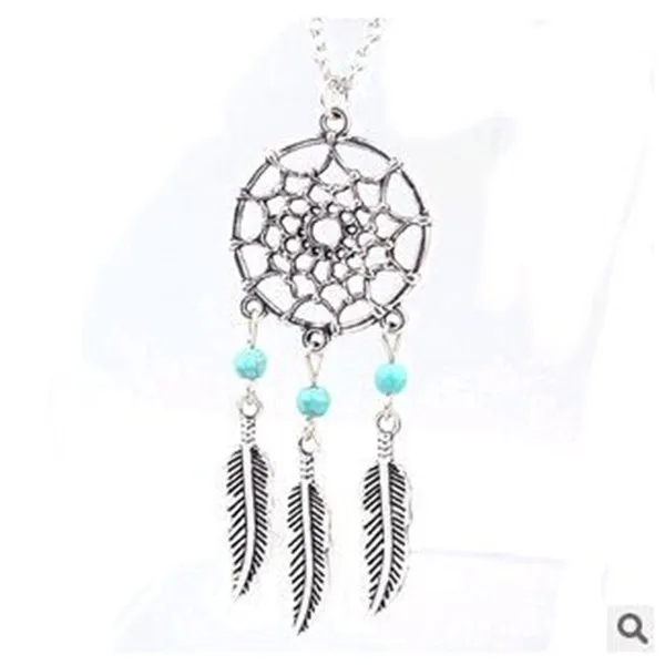Бесплатная доставка! Винтаж Dream Catcher перо ключицы Цепочки и ожерелья Кулон