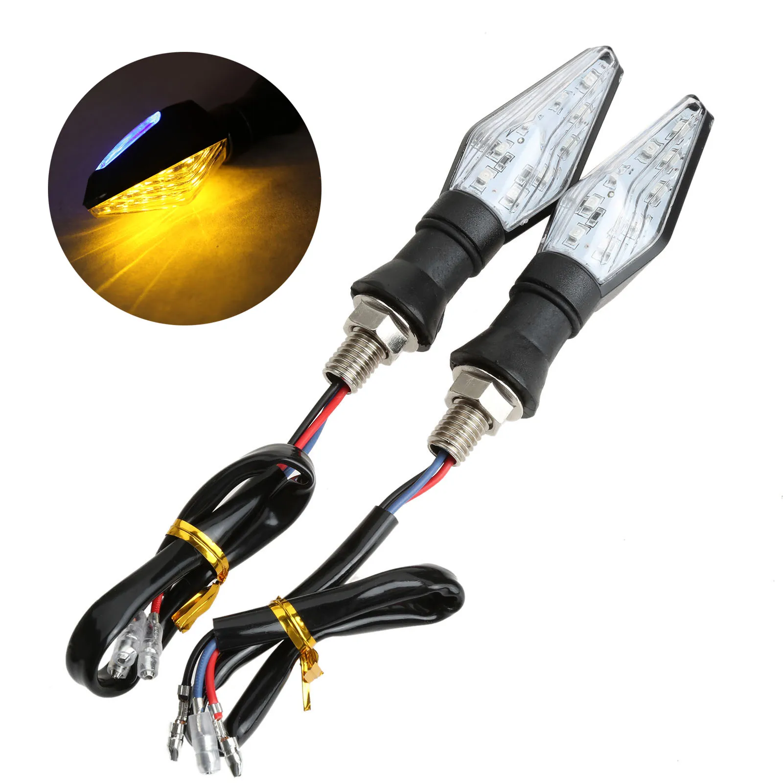 

12V Motorcycle 13 LED Turn Signal Indicator Lights Lamp Universal Amber Blinker Light bulbs Flashers for Honda