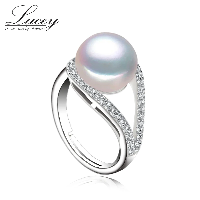 Natural Freshwater Pearl Rings For Women Wedding,Adjustable White Pearl Ring 925 Silver Jewelry Girl Birthday Gift