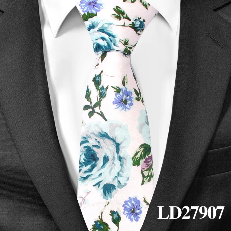 LD27907 Винтажные Цветочные хлопковые галстуки для мужчин, обтягивающие Свадебные Мужские галстуки, тонкие галстуки, деловой шейный галстук, Модный повседневный галстук с принтом - Цвет: LD27907