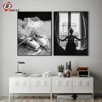 black white window girl posters print foot dance ballet canvas painting wall art pictures for living room home decor no frame