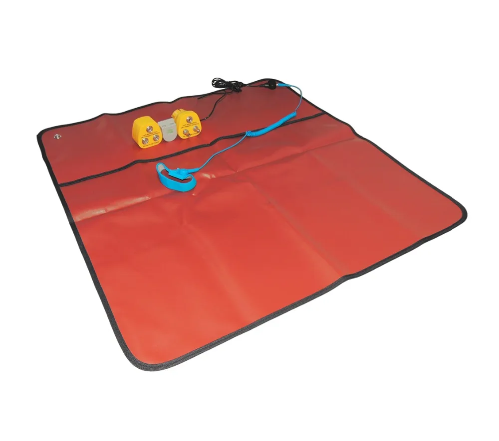 

ESD Mat blue Red 60*60CM with antistatic Wrist Strap and 2m grounding cord Earth Bonding plug EBP ESD Mat