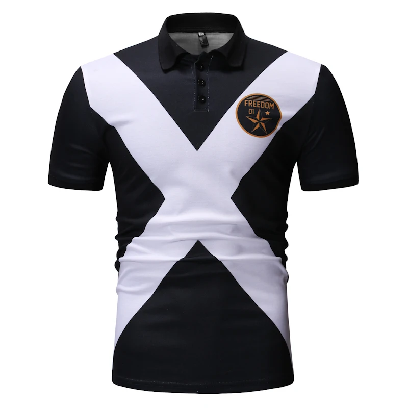 Рубашка-поло мужская повседневная приталенная с коротким рукавом контрастных