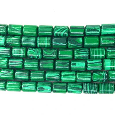 malachite manmade Beadztalk Красочные Каменные трубчатые бусины цилиндрические круглые Распорки свободные 10x14 мм для DIY бусина для изготовления украшений - Цвет: malachite manmade