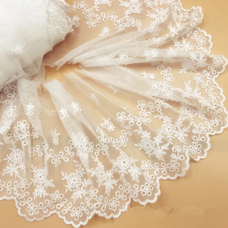 2 ярда африканская кружевная ткань нигерийская Высококачественная Белая вышивка