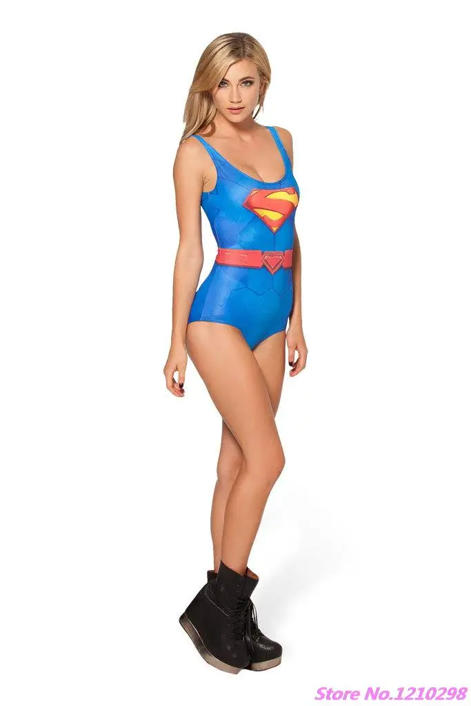 Сексуальный купальник Супермена Цельный S пляжная одежда женский синий